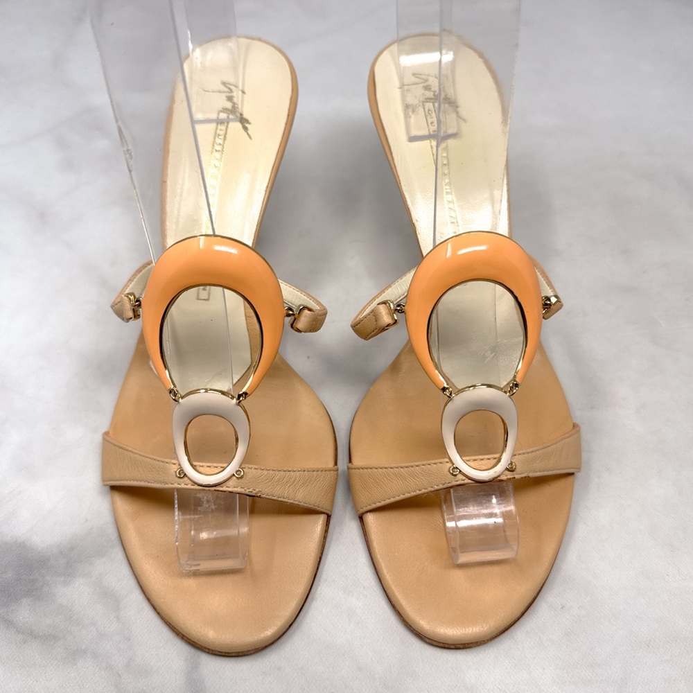 Giuseppe Zanotti Vicini Vintage Y2K Half Moon Open Toe Slide Mule Sandal Heels